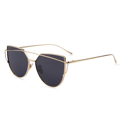 Twin-Beams Rose Gold Frame Sun Glasses for Women