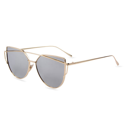 Twin-Beams Rose Gold Frame Sun Glasses for Women