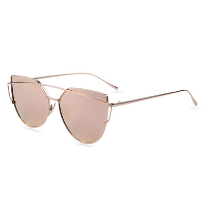 Twin-Beams Rose Gold Frame Sun Glasses for Women
