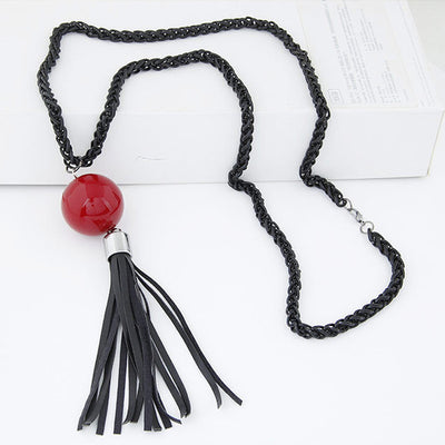 Tassel Pendant Sweater Chain Long Beads Necklace