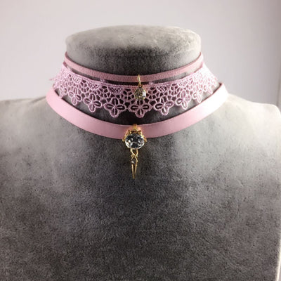 Danze 3 Pcs Set Steampunk Crystal Stone Pendant Leather Necklaces For Women