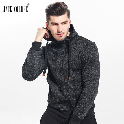 JACK CORDEE New 2017 Autumn Winter Fashion Hoodies Men Double Zipper Slim Sweatshirts Male Solid Casual Hooded Jacket