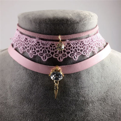 Danze 3 Pcs Set Steampunk Crystal Stone Pendant Leather Necklaces For Women