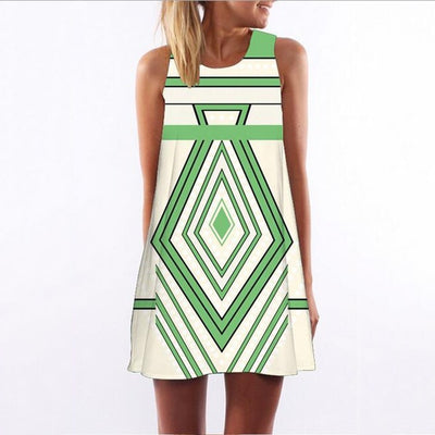 RIMIUT 2017 Digital Printing Multi-Element Sleeveless Loose Dress Casual Women Summer Beach Mini Dresses Plus Size S - 2XL dress