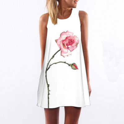 RIMIUT 2017 Digital Printing Multi-Element Sleeveless Loose Dress Casual Women Summer Beach Mini Dresses Plus Size S - 2XL dress