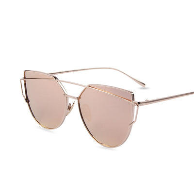 Twin-Beams Rose Gold Frame Sun Glasses for Women